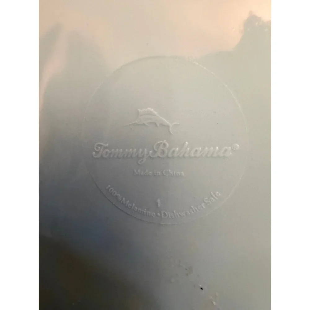 Tommy Bahama Set of 3 Melamine Plates Rope Trim Blue‎ Beach Outdoor Dining